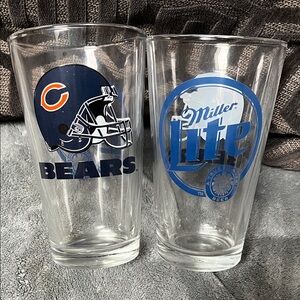 NFL Bears Blue and Orange Glass Set